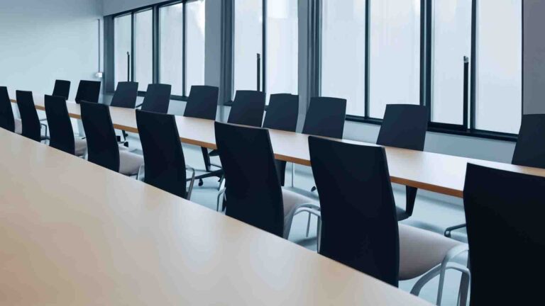 meeting room chairs in a line